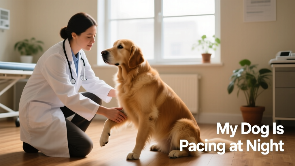 Veterinarian gently examining a dog’s joints during a wellness checkup