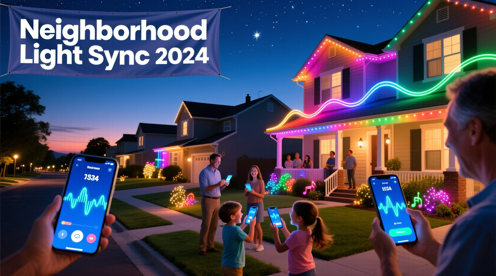 how to organize a neighborhood synchronized light show using apps