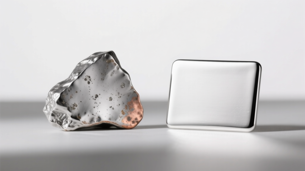 Visual comparison showing dull gray oxidation of traditional copper-alloy sterling silver beside bright untarnished Argentium silver