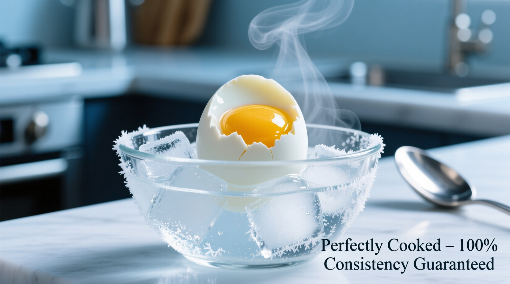 Perfectly cooked microwave hard boiled eggs in ice bath
