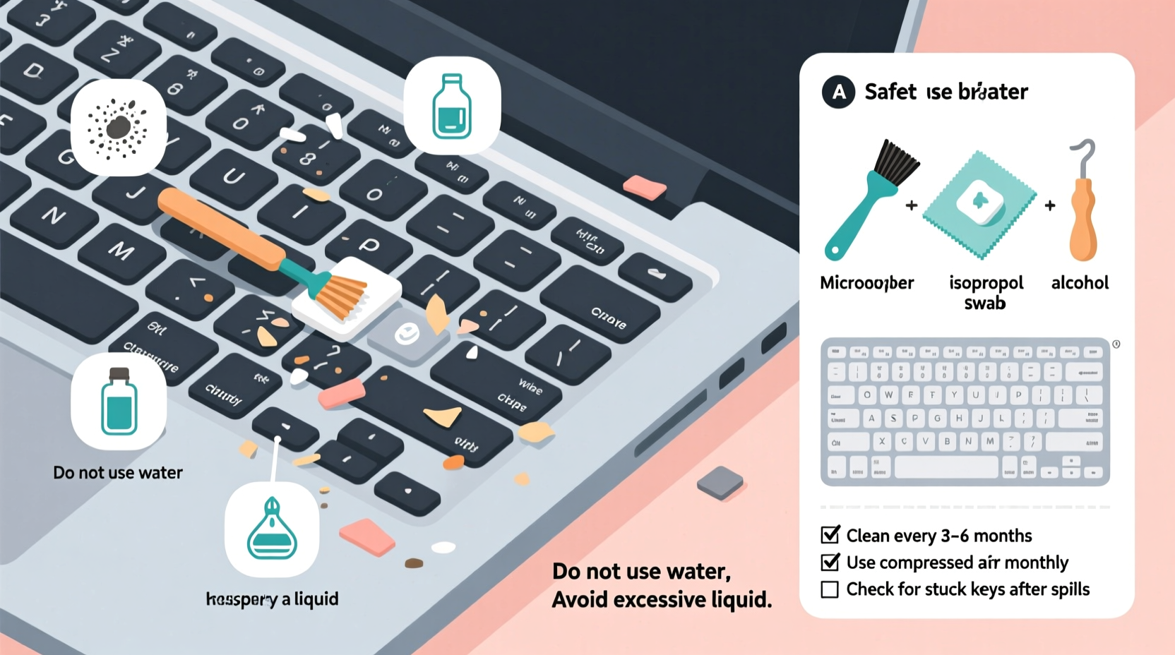 why does my laptop keyboard type random letters and how to clean it properly
