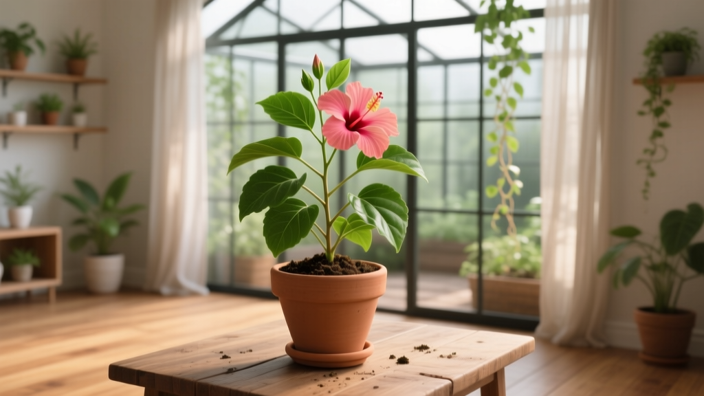 Indoor Hibiscus Soil Mix Refresh During Pruning