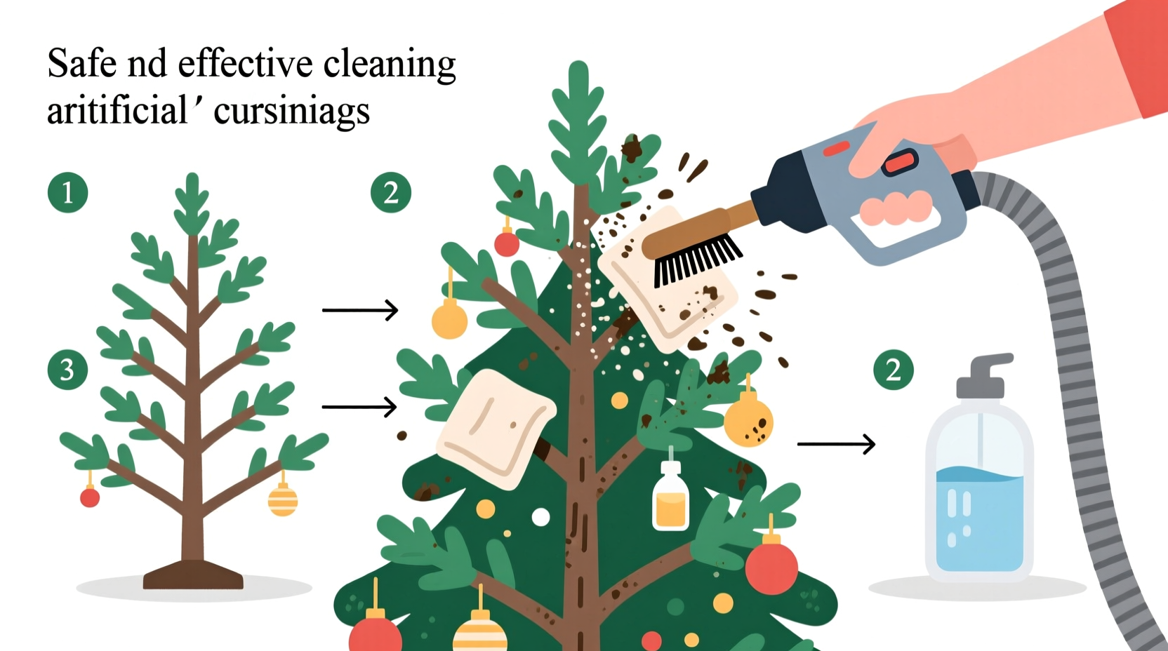 how to clean dusty artificial christmas trees before setup safely