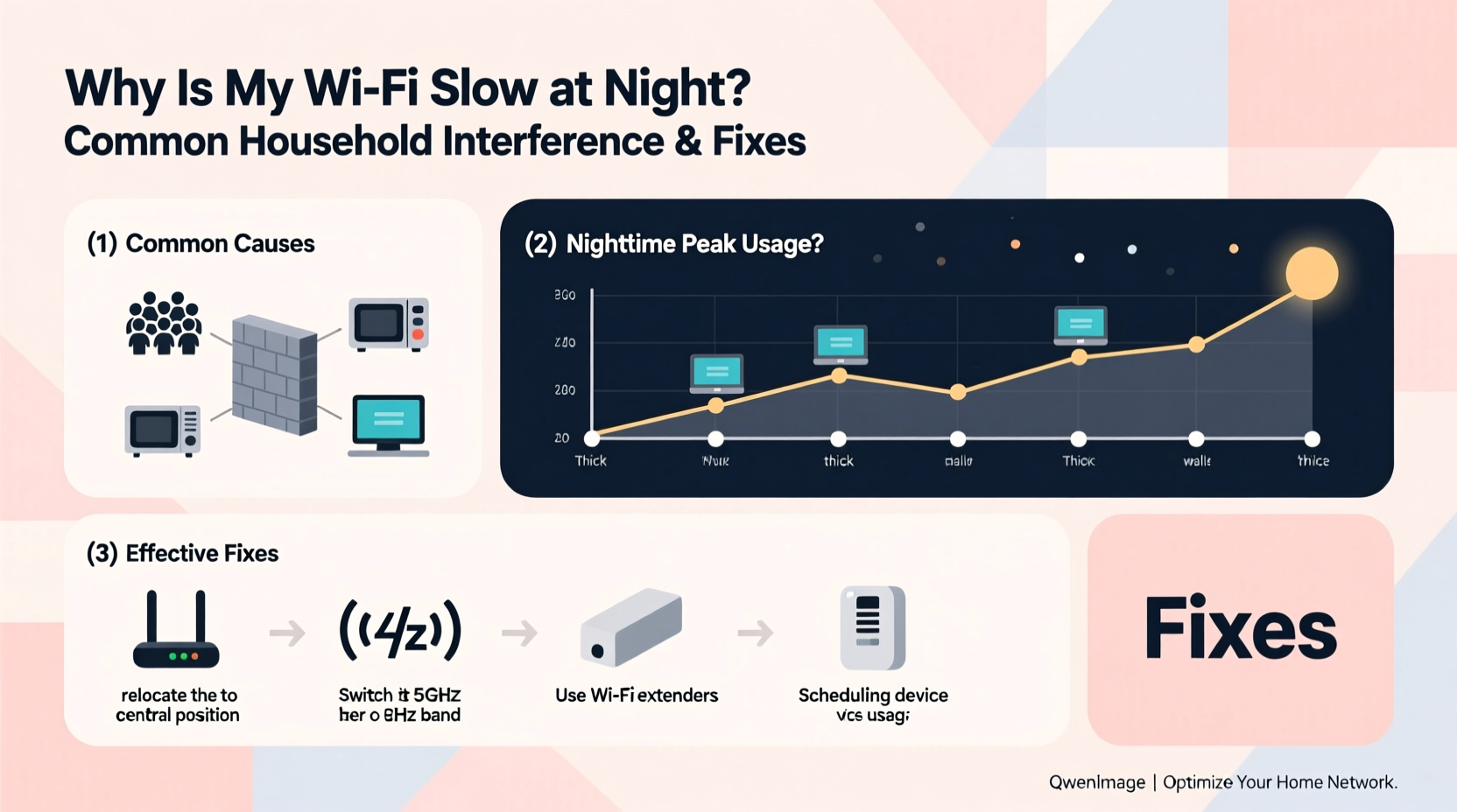 why is my wifi slow at night common household interference fixes