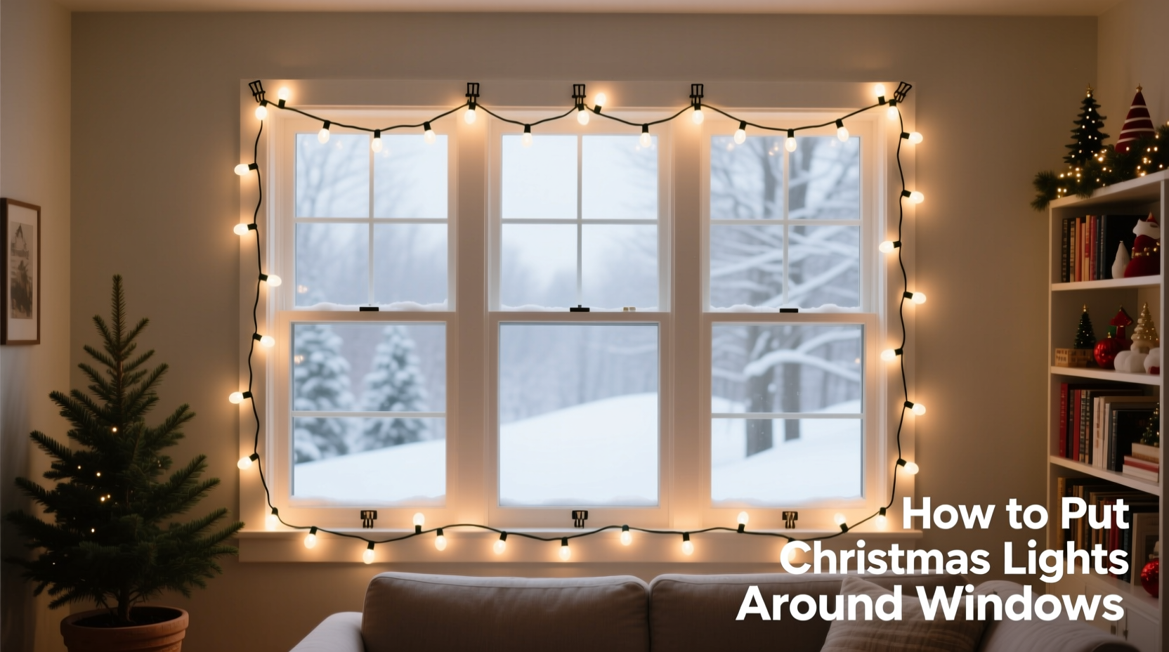 how to put christmas lights around windows