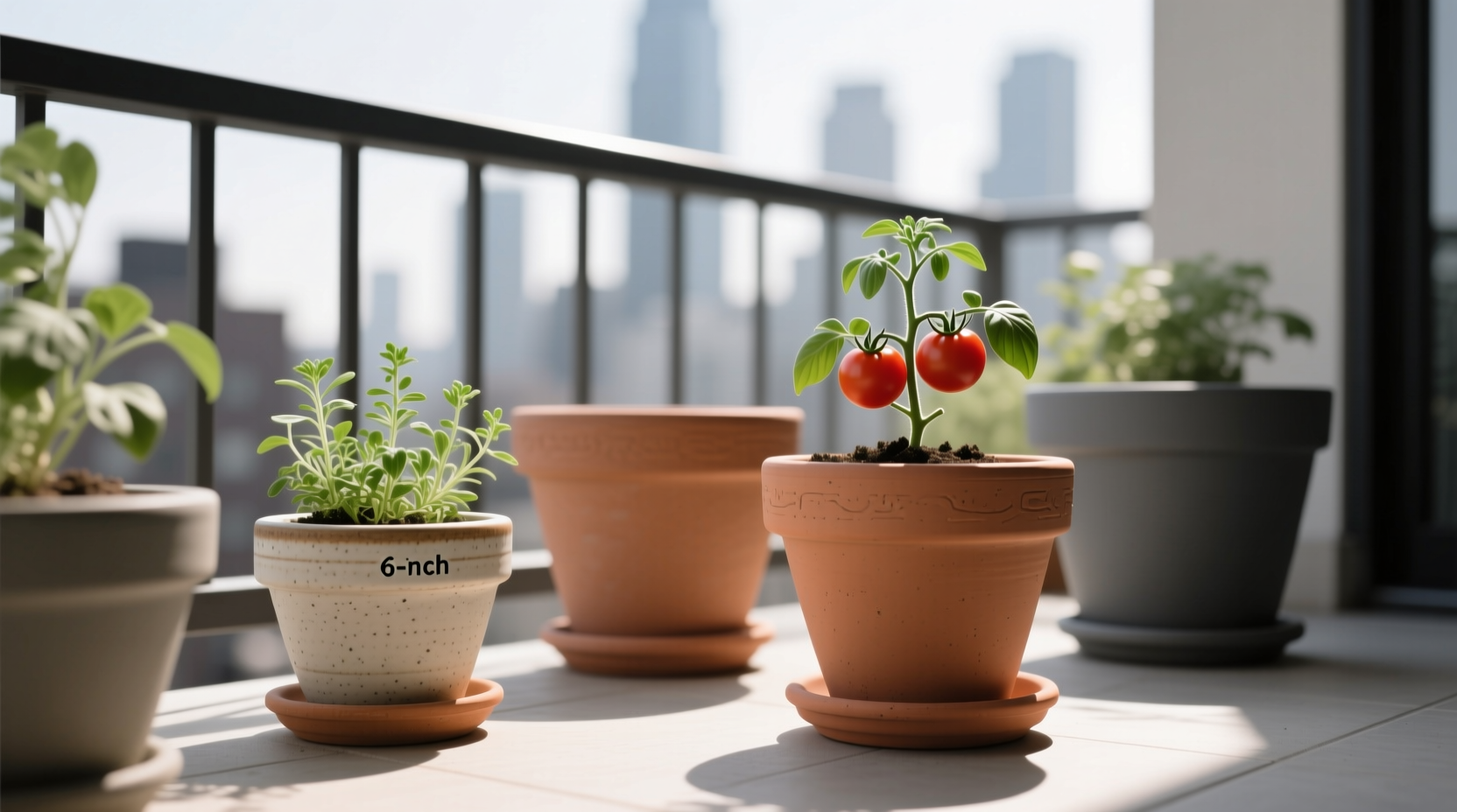 Urban balcony gardening context comparing shallow (6