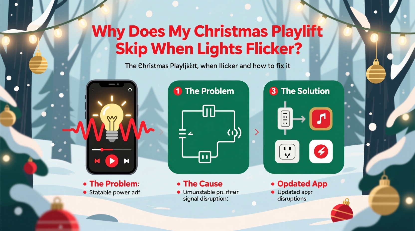 why does my christmas playlist skip when lights flicker and how to stop it