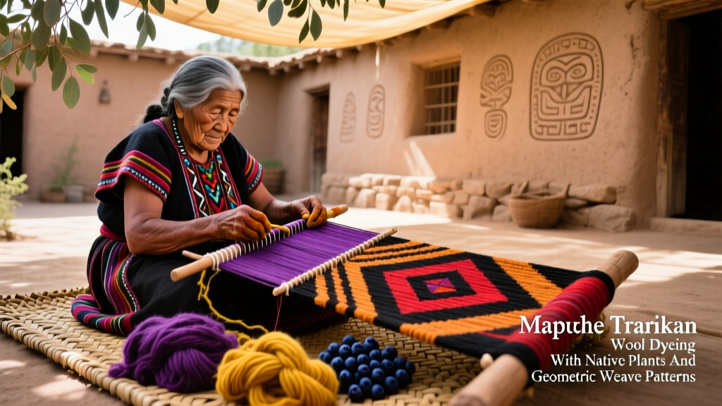 Mapuche Trarikan Wool Dyeing With Native Plants And Geometric Weave Patterns
