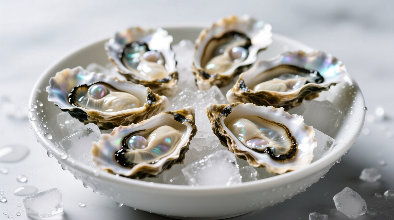 Fresh oysters on ice ready for cooking
