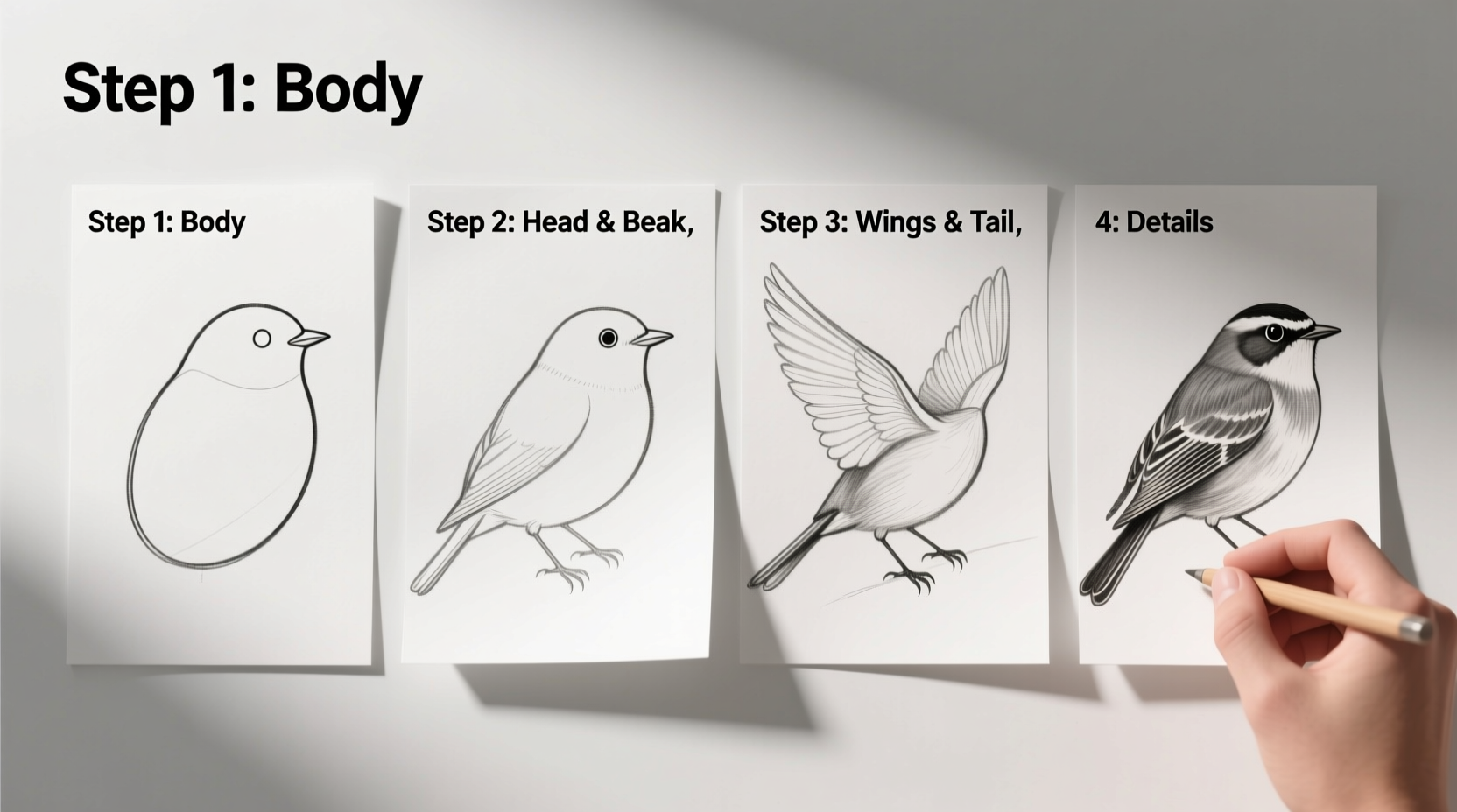 how to draw a bird easy