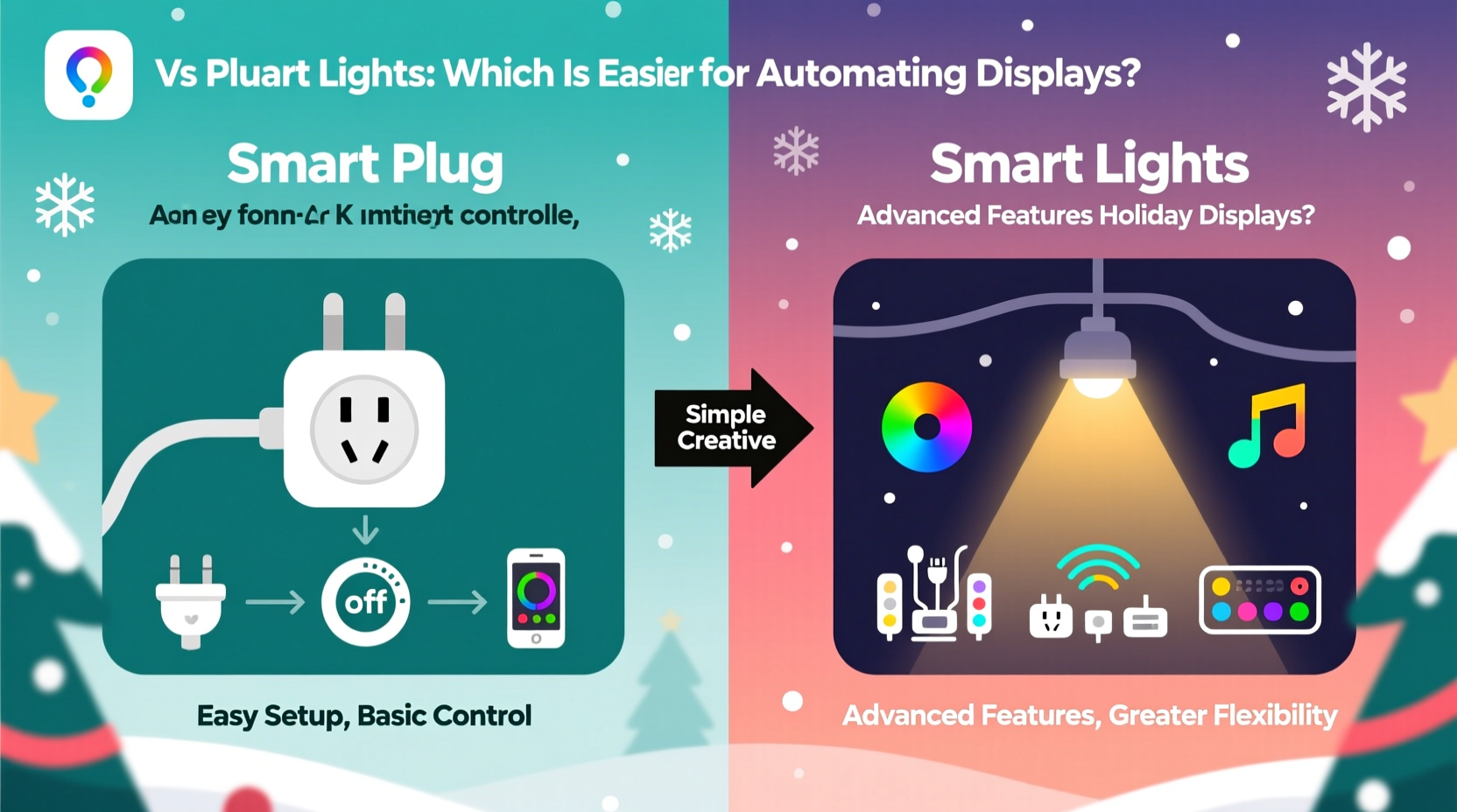 smart plug vs smart lights which is easier for automating holiday displays