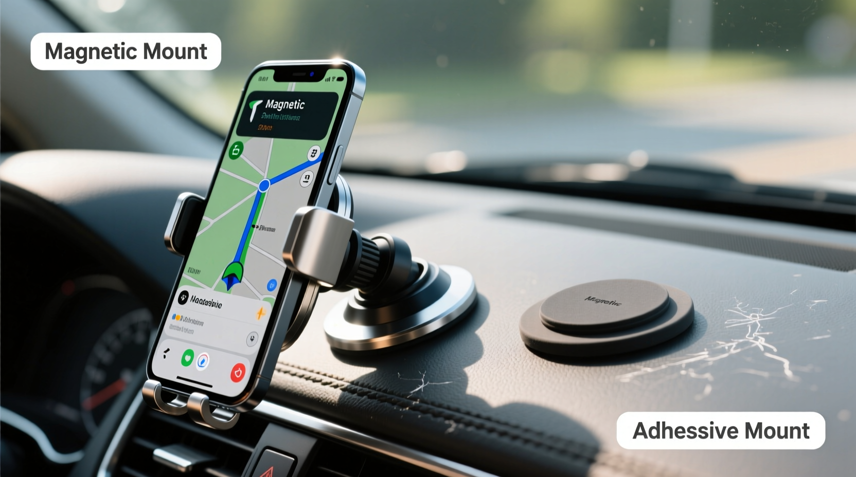 are magnetic phone mounts safer than adhesive ones for car dashboards