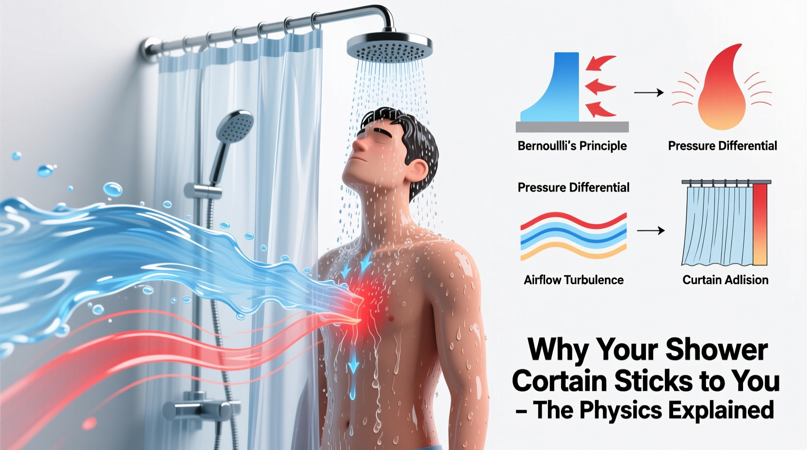 why does my shower curtain stick to me physics behind the suction