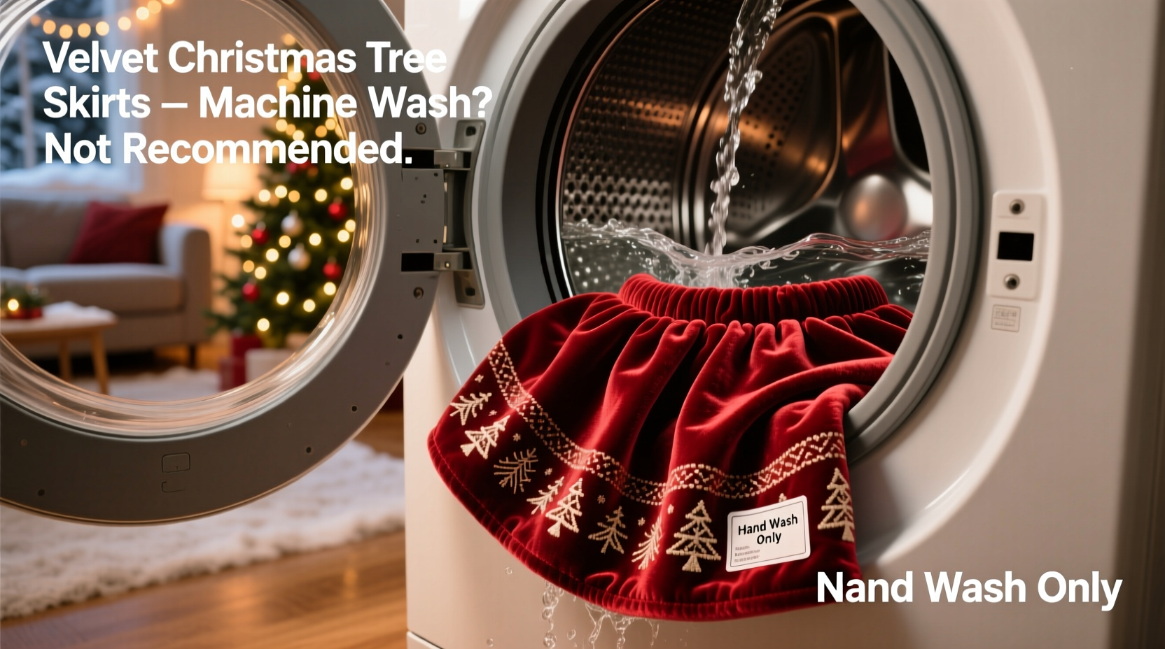 can you wash velvet christmas tree skirts in the washing machine safely