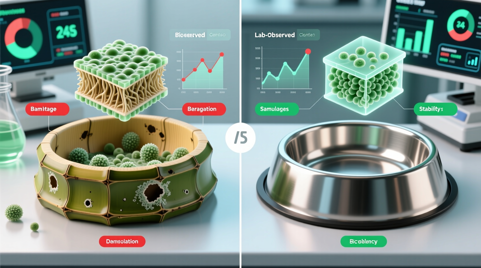 bamboo vs stainless steel pet bowls biofilm resistance