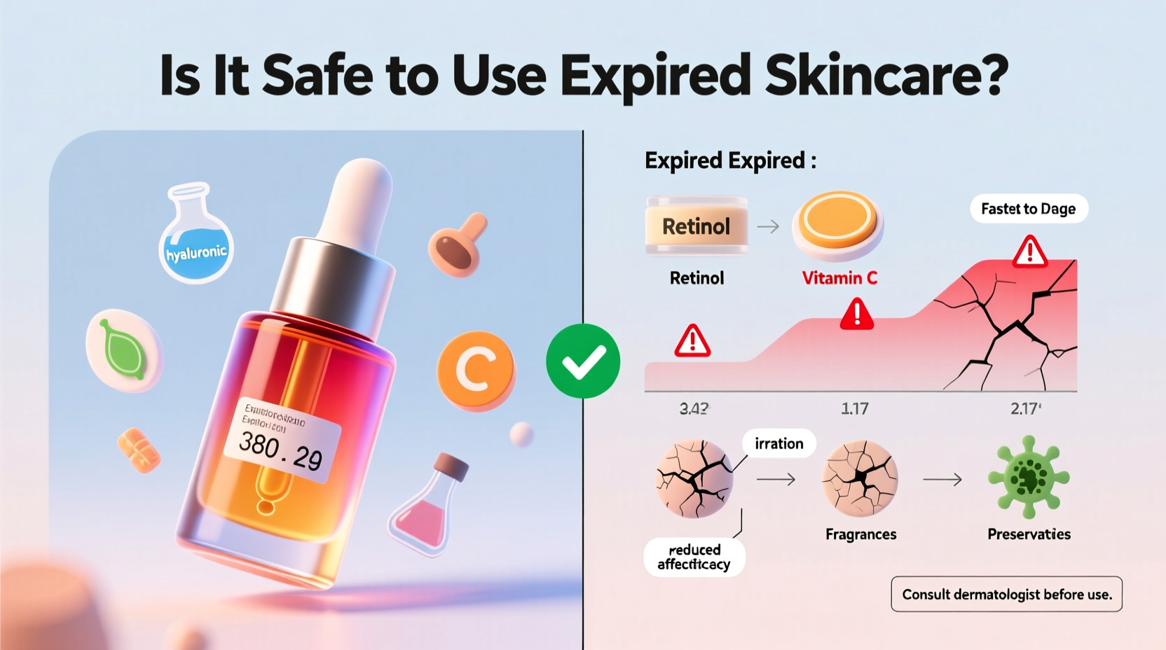is it safe to use expired skincare products and which ingredients go bad fastest