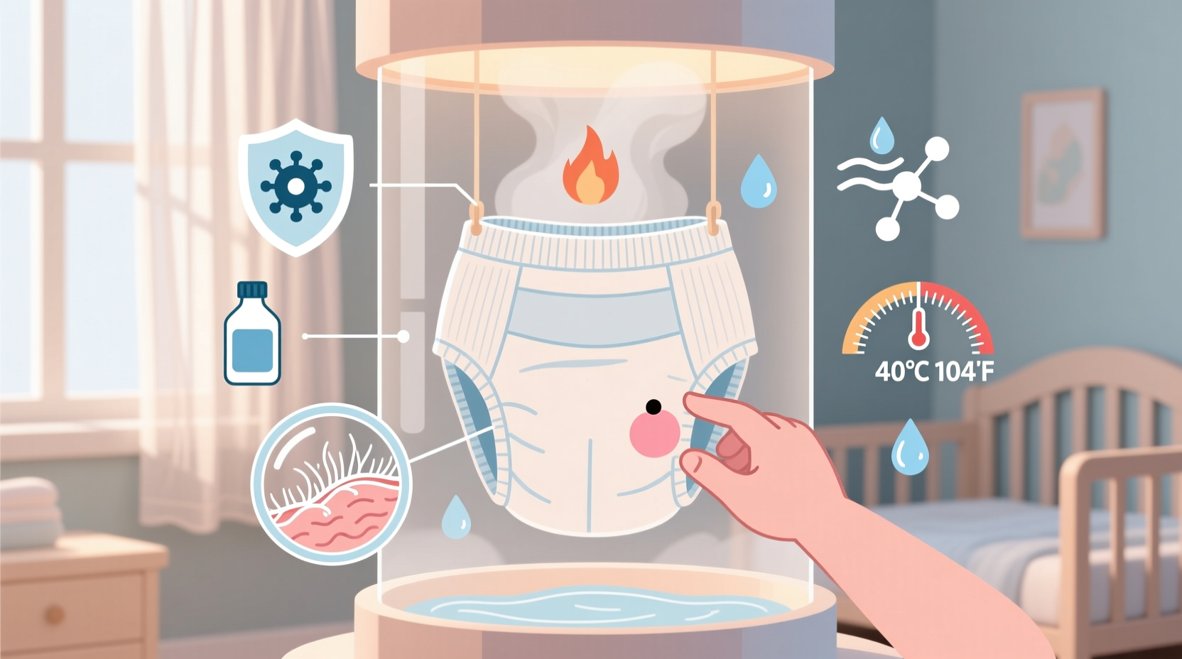 cloth diaper sanitation without chlorine or heat
