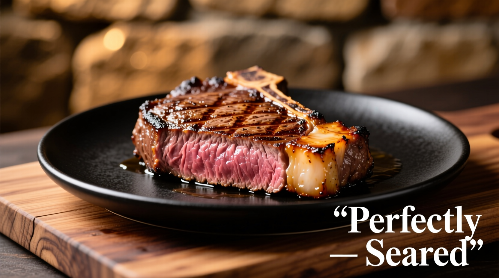 Perfectly seared striploin steak with crust