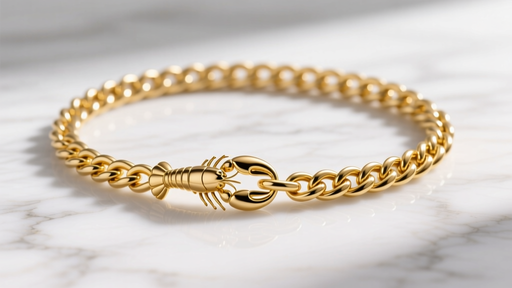4mm 18k yellow gold rope chain with a lobster clasp on white marble, highlighting detailed link texture and bright metal shine.