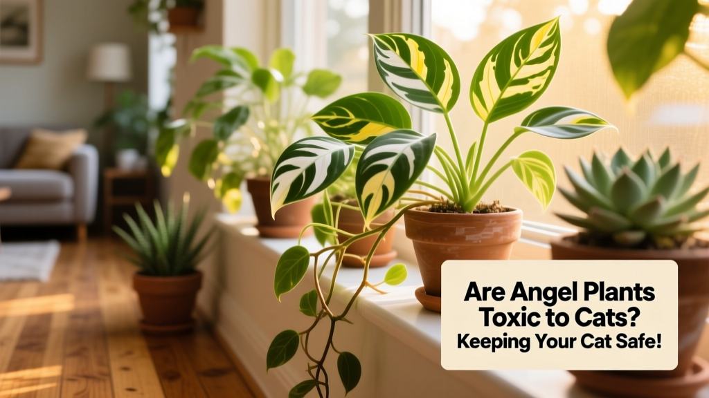 A vibrant indoor display of several FurPetVo angel plants—lush green foliage with variegated leaves and delicate stems—arranged on a sunny windowsill