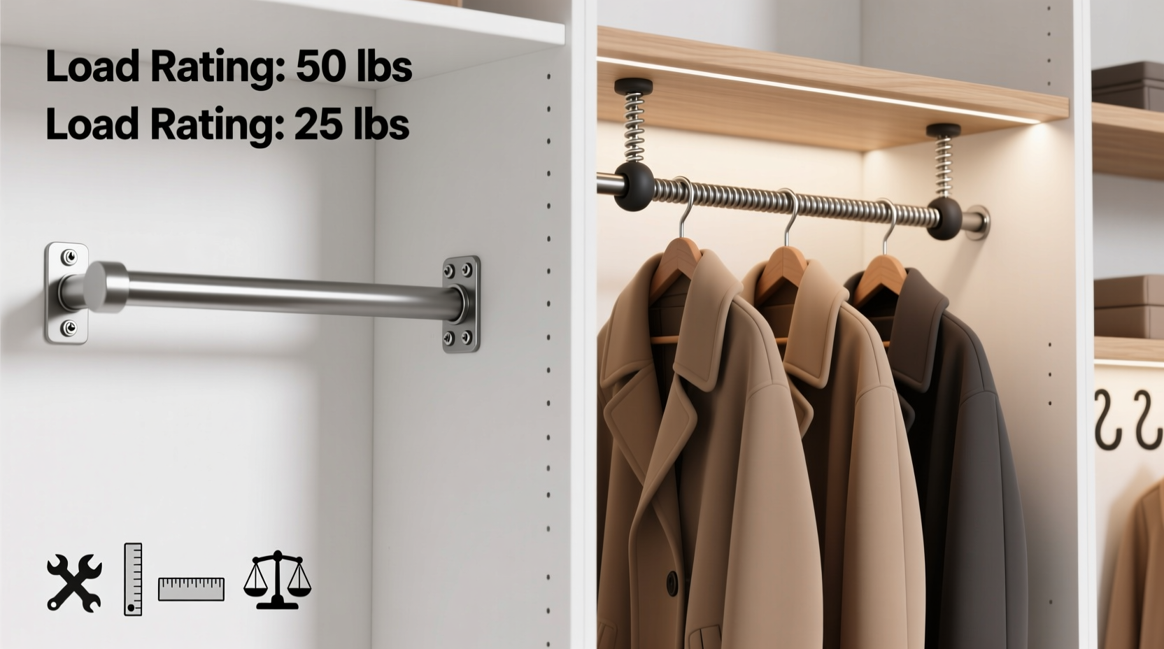 hanging rod vs tension rod for heavy coats