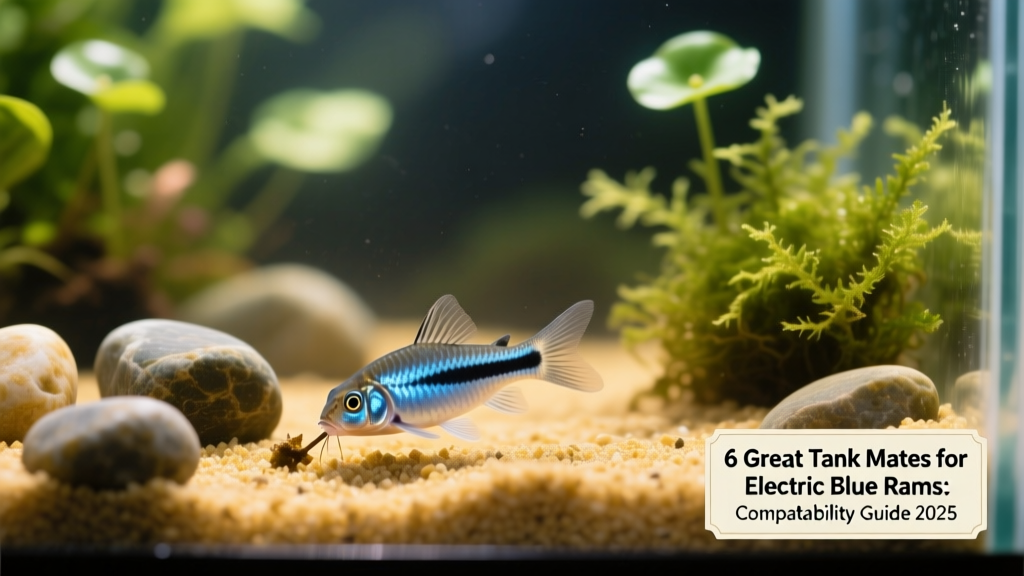 Pygmy Corydoras foraging peacefully among river stones and fine sand substrate