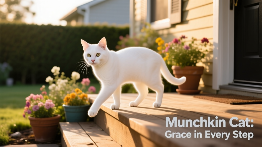 white munchkin cat outside