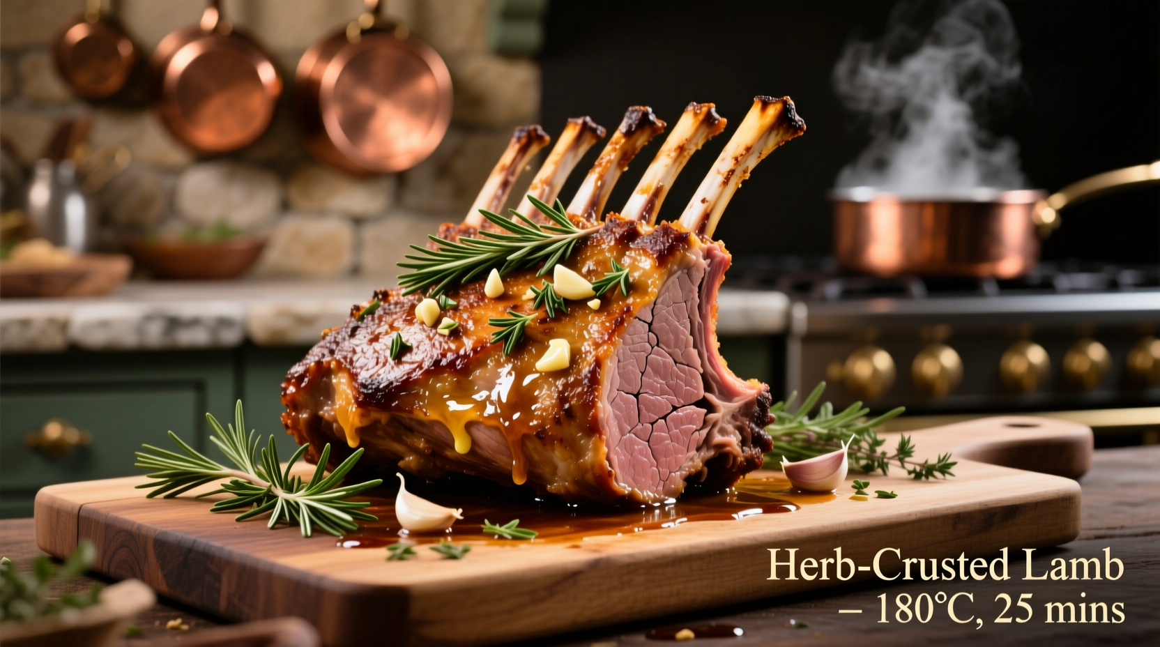 Perfectly roasted rack of lamb with herb crust
