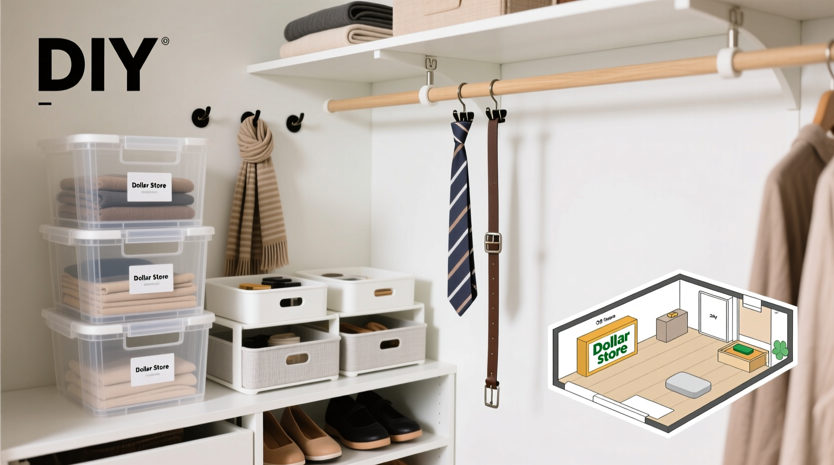 how to organize a tiny closet like a pro using dollar store finds