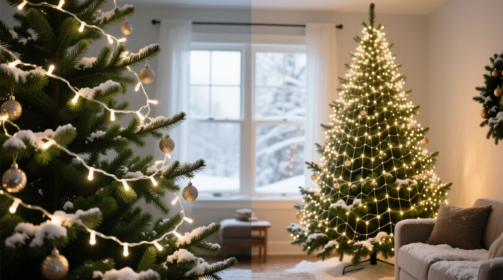 fairy lights vs net lights for christmas trees which spreads better coverage