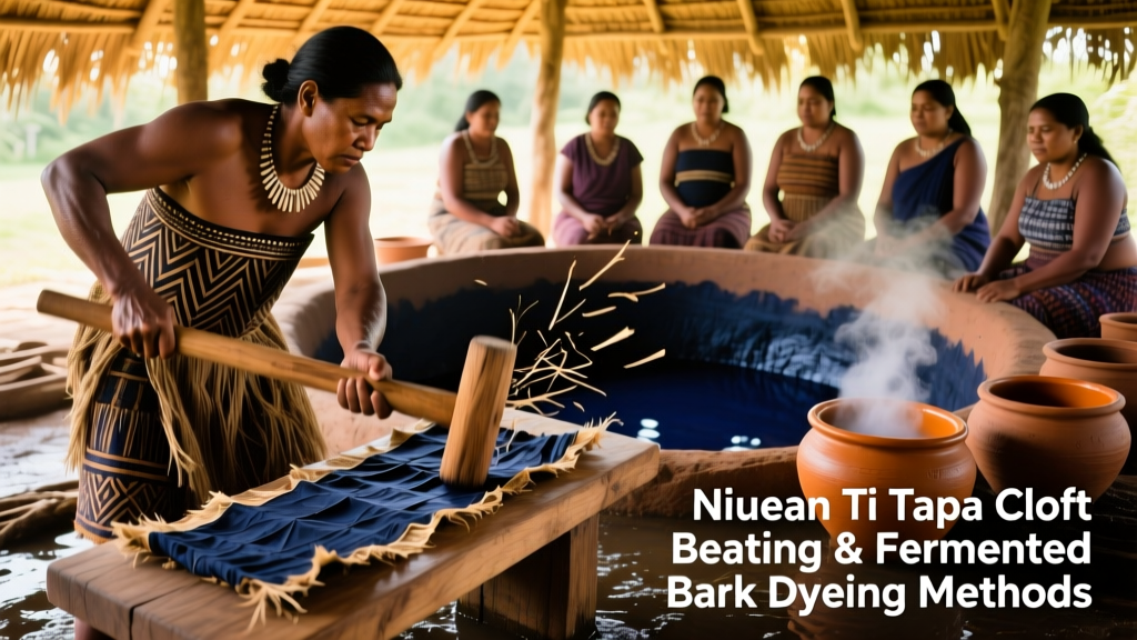 Niuean Ti Tapa Cloth Beating And Fermented Bark Dyeing Methods