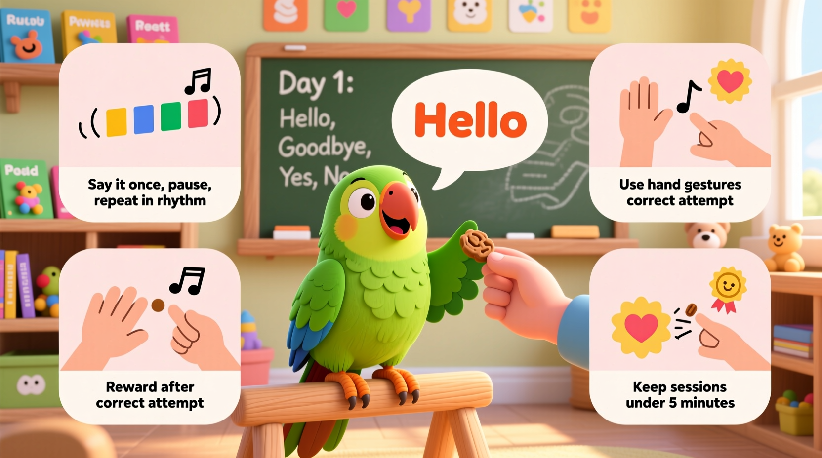 how to teach your parrot simple words without repetition fatigue