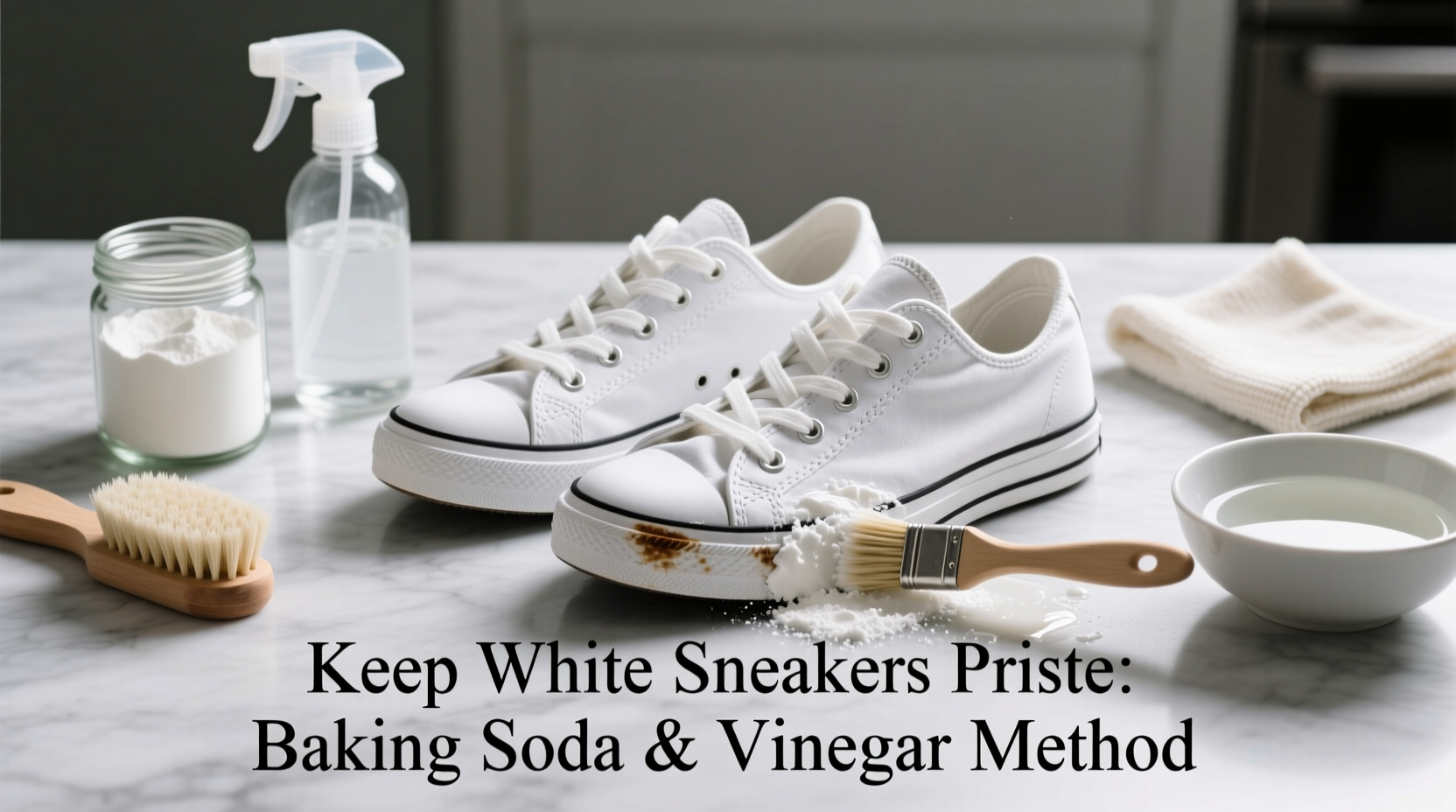 how to keep your white sneakers pristine using only baking soda and vinegar