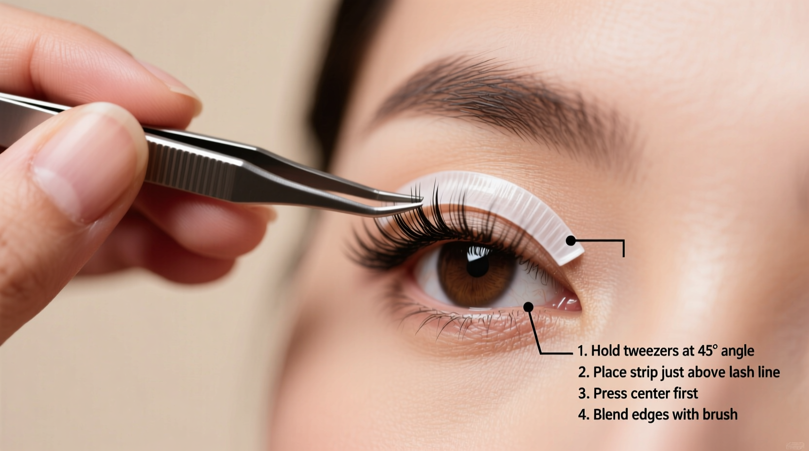 how to apply false lashes without touching your eyelid