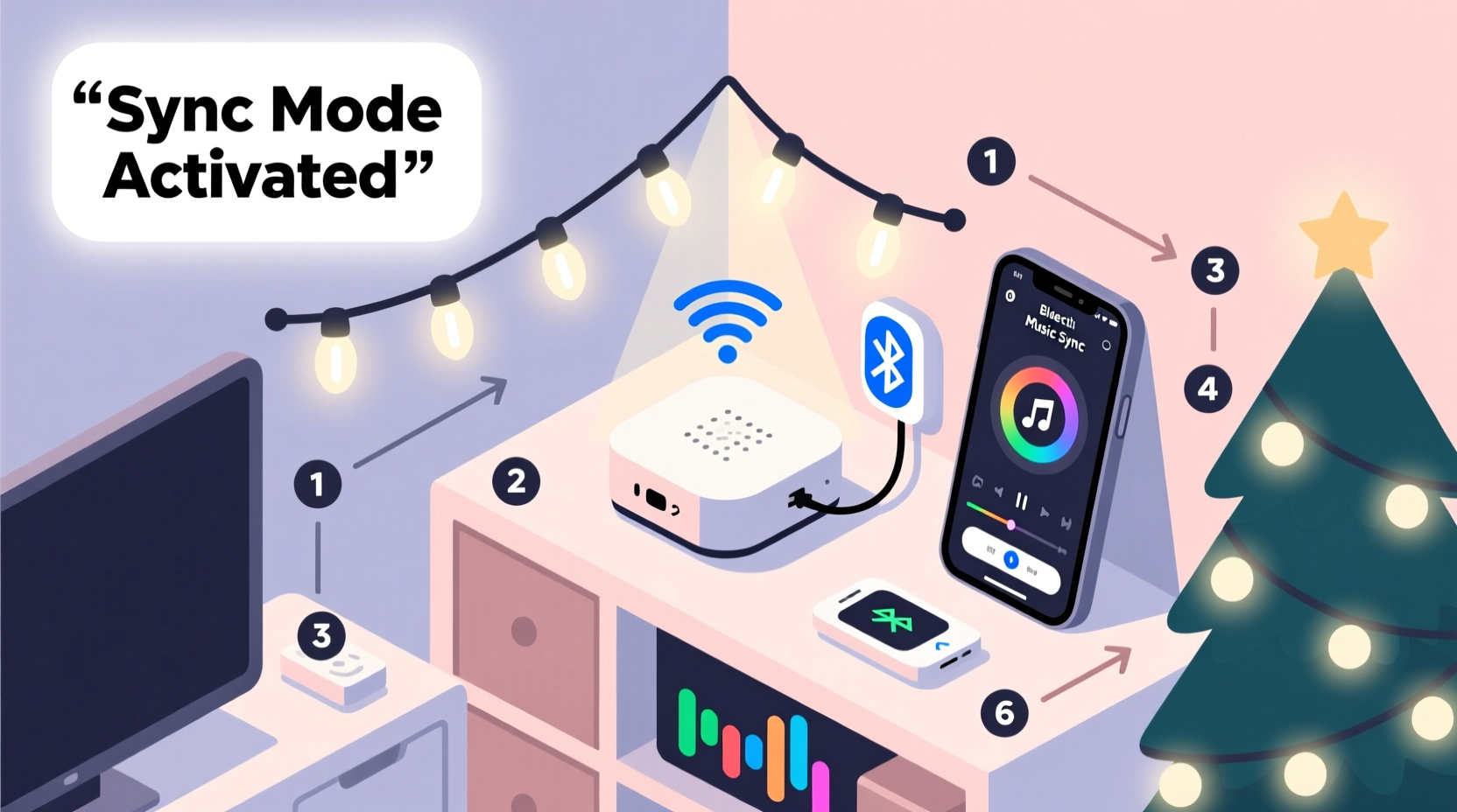 how to sync led christmas lights with music using smart home tech step by step