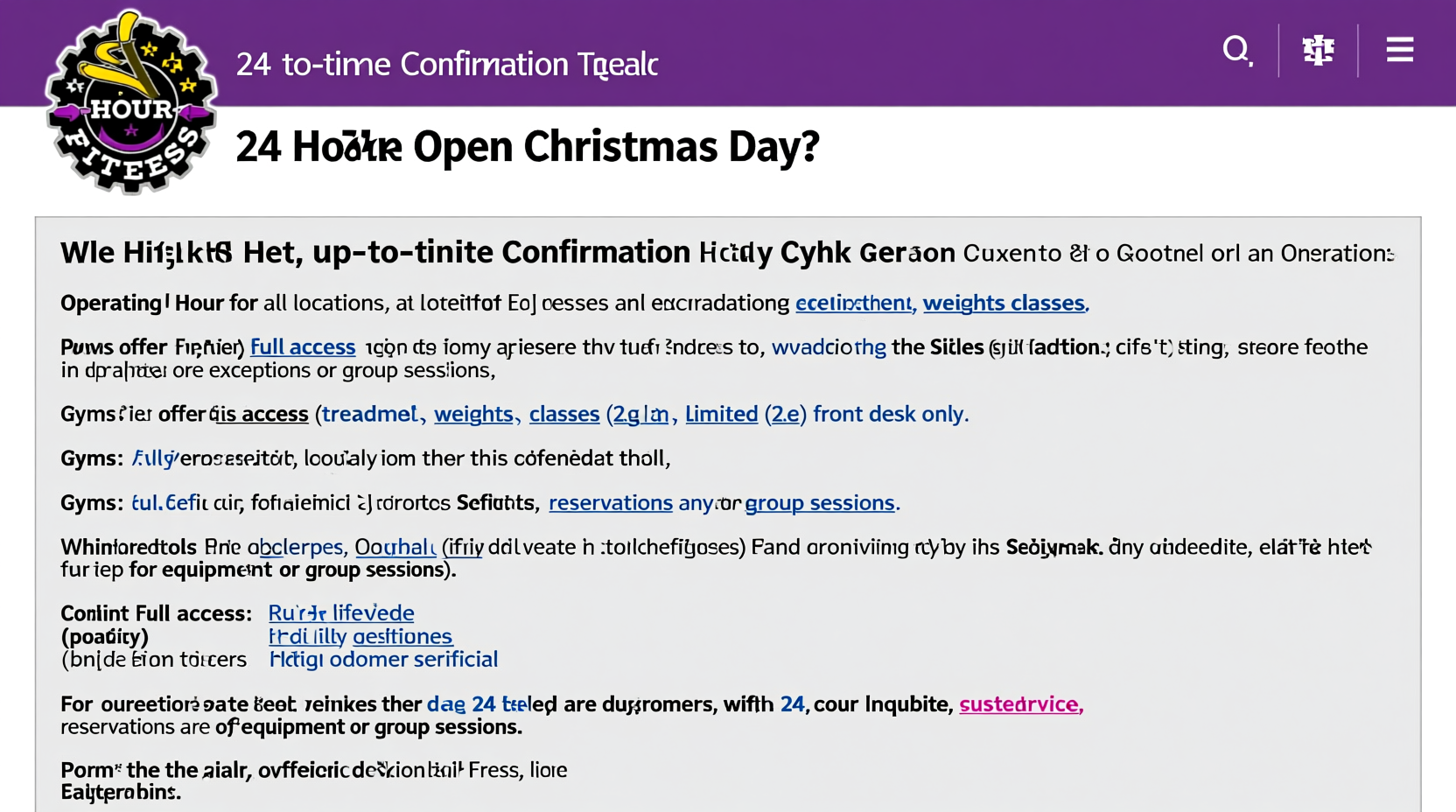 is 24 hour fitness open on christmas day