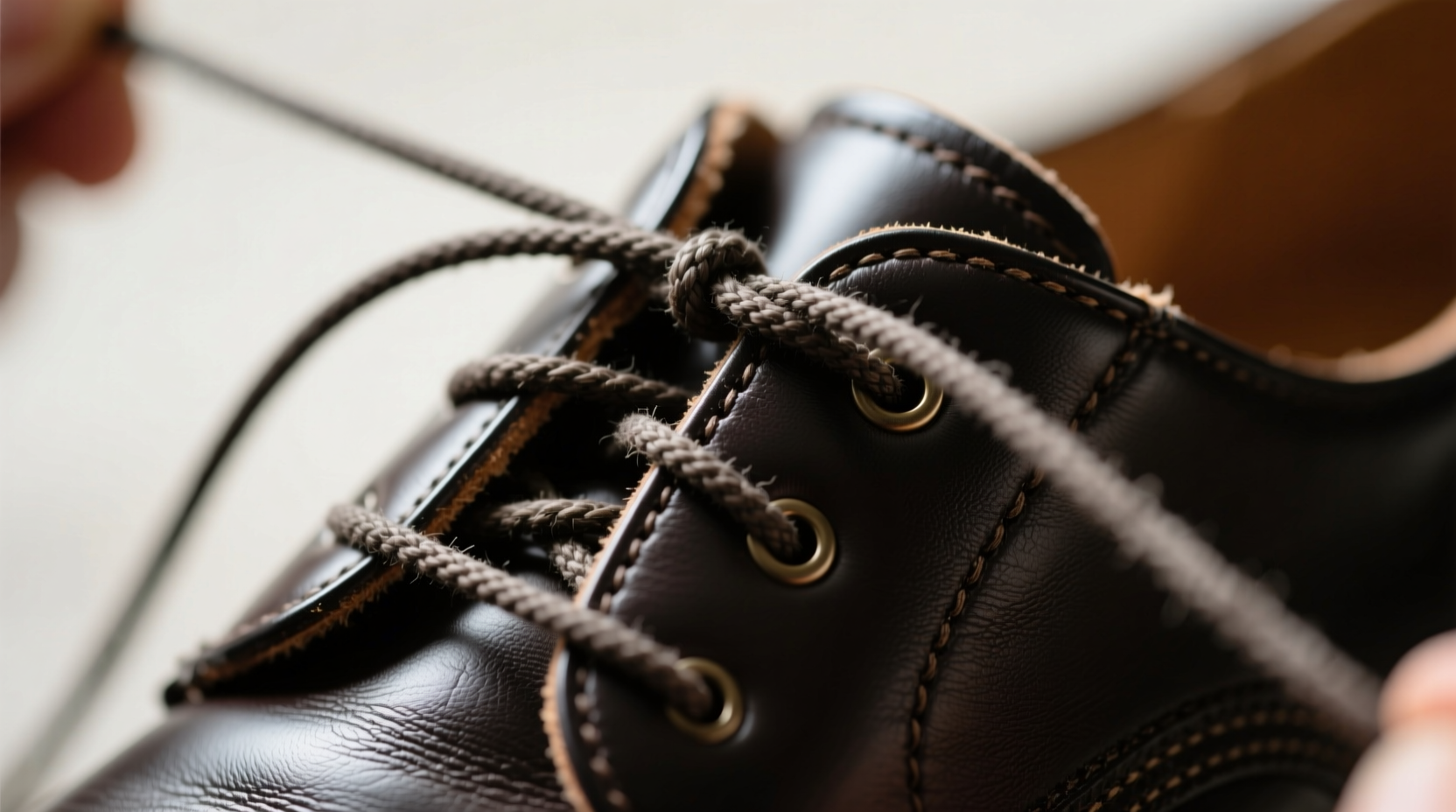 keep a shoe tongue in place by looping laces back throu