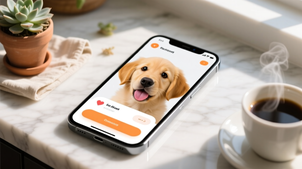 Smartphone app interface showing a pet