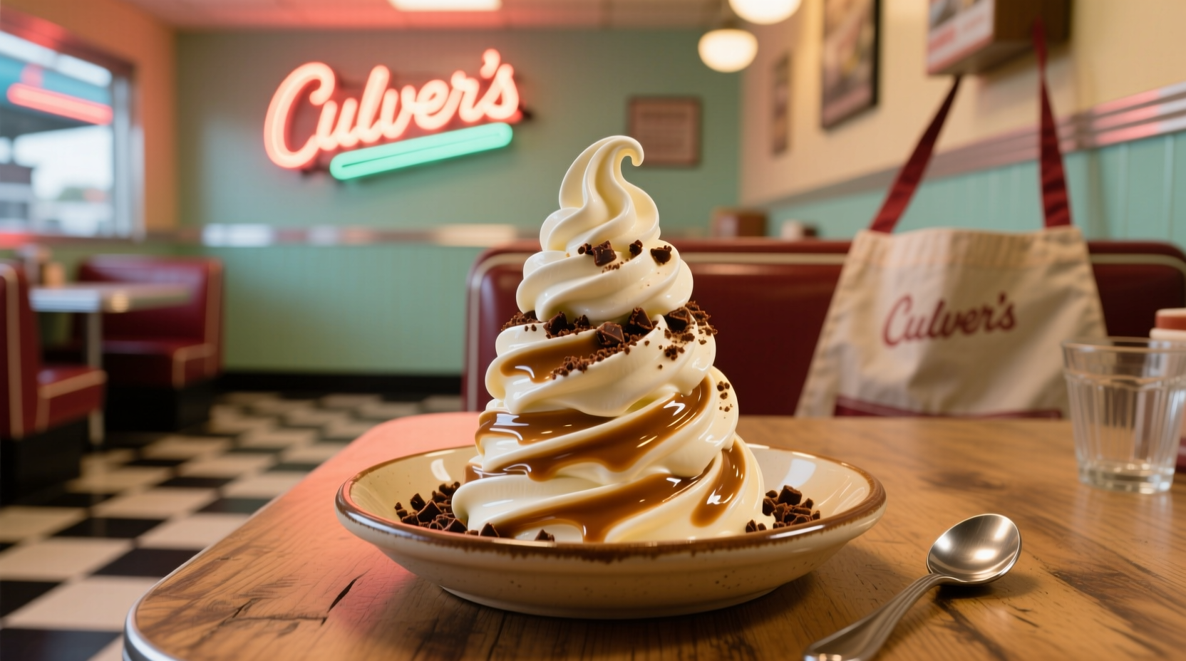 Culver's frozen custard in a dish with signature swirl