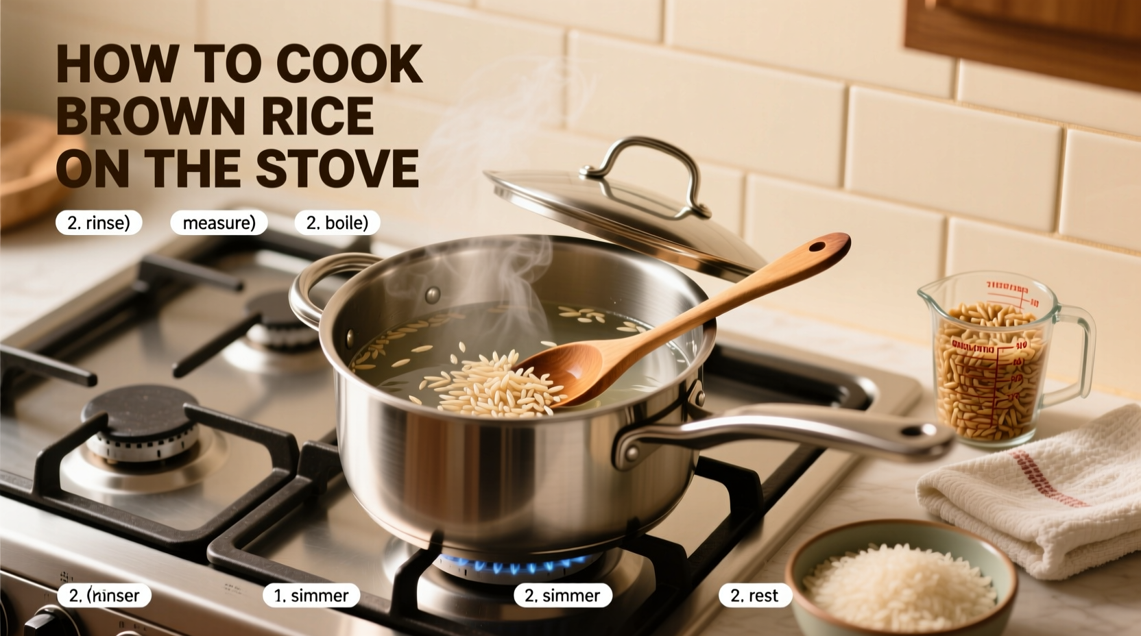 how do i cook brown rice on the stove
