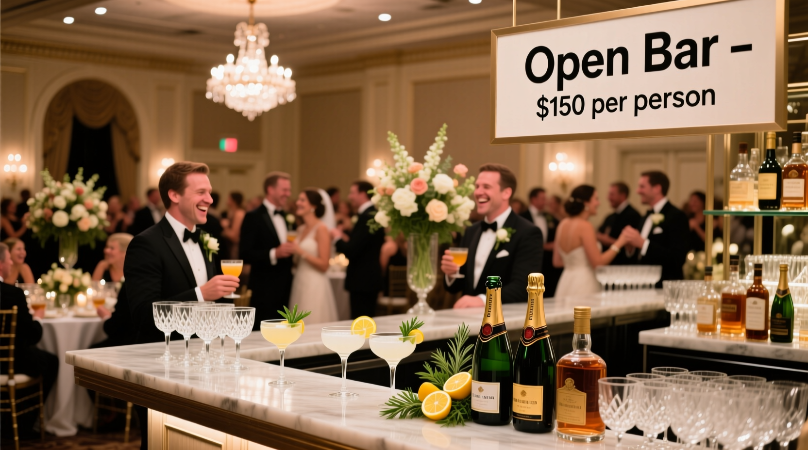 how much is an open bar at a wedding