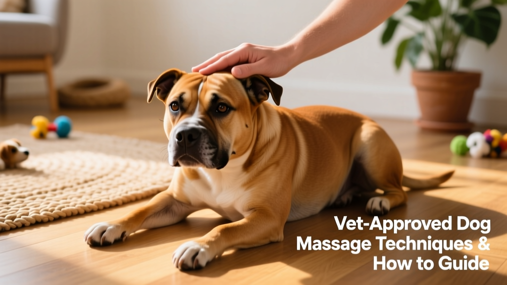 staffordshire bull terrier dog getting a head massage