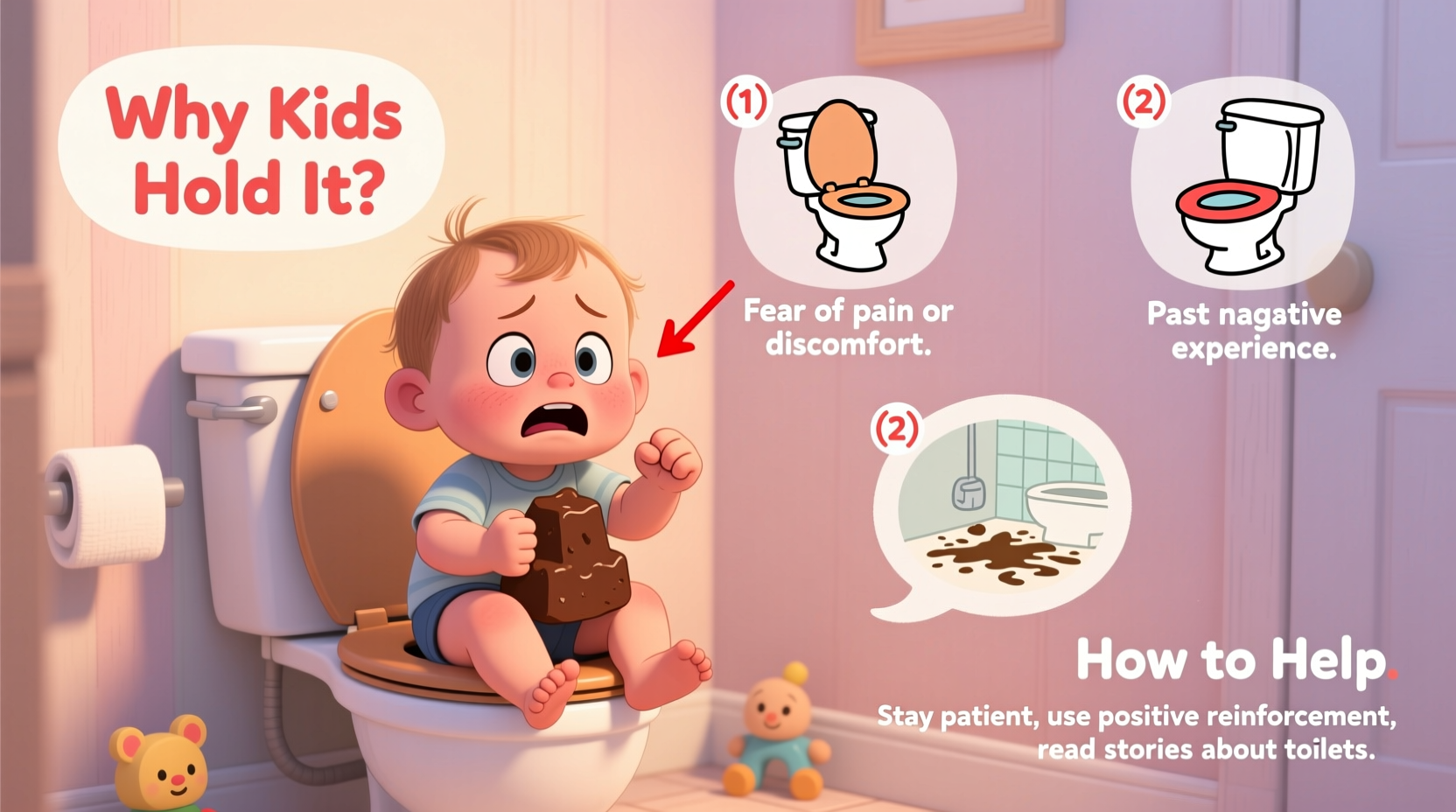 why does my toddler hold poop and how to ease their fear