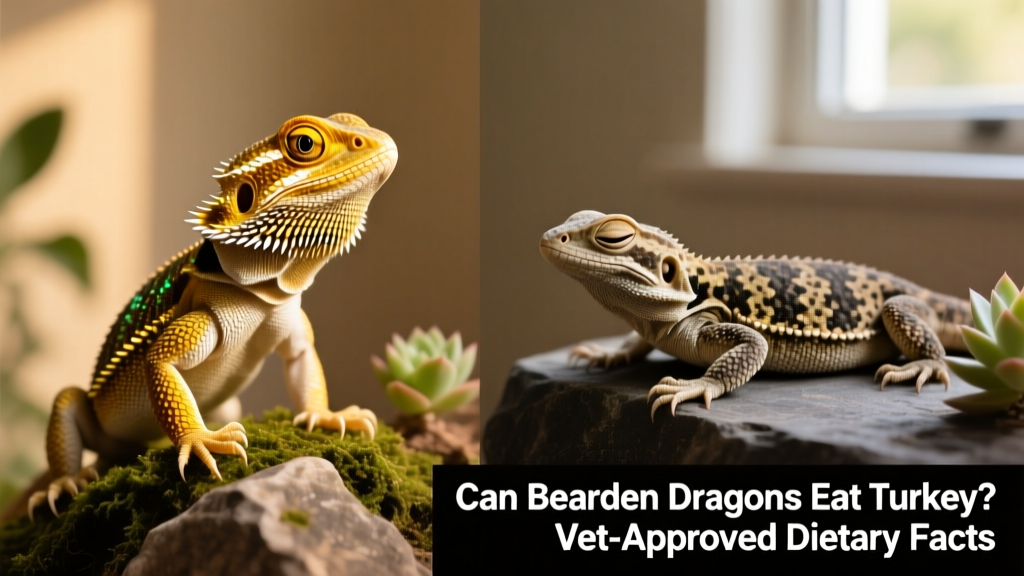 Side-by-side comparison: healthy bearded dragon with bright eyes and smooth skin versus a lethargic dragon showing dull scales and closed eyes