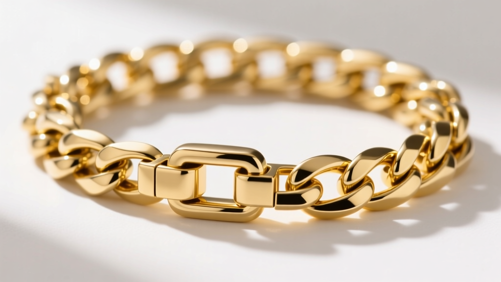 Macro shot of a 10mm 14k yellow gold Miami Cuban link chain detailing interlocking flat links and a secure double-lock box clasp