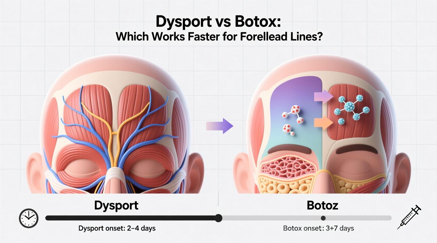 dysport vs botox which neurotoxin kicks in faster for forehead lines