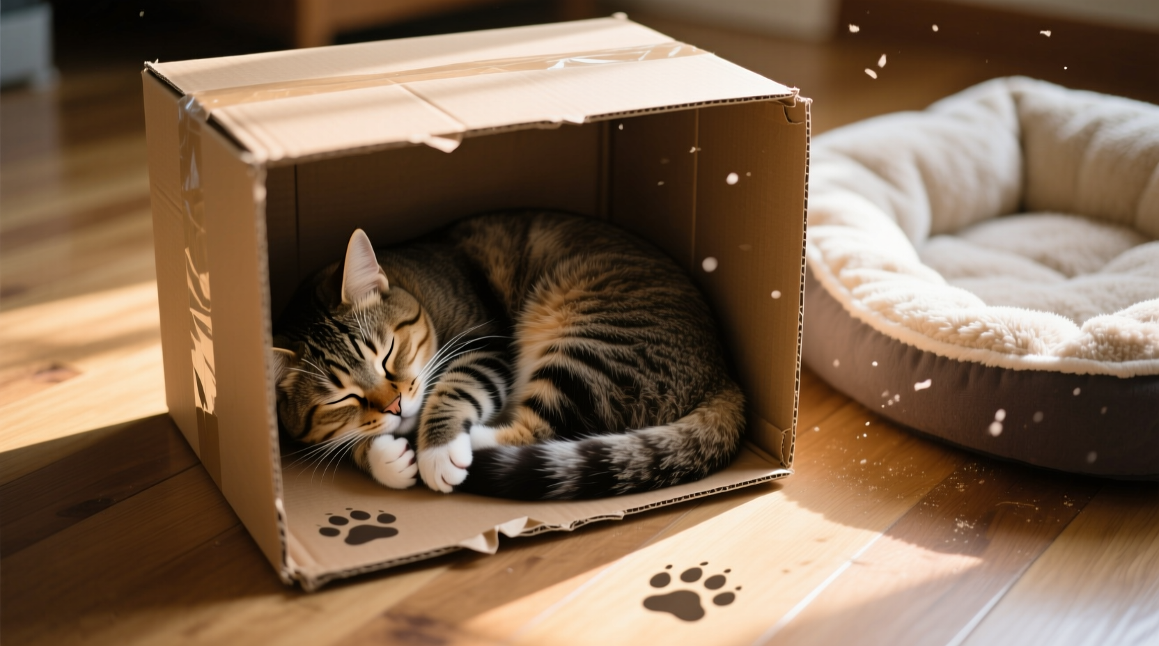 why do cats sleep in boxes and other tight spaces despite having soft beds