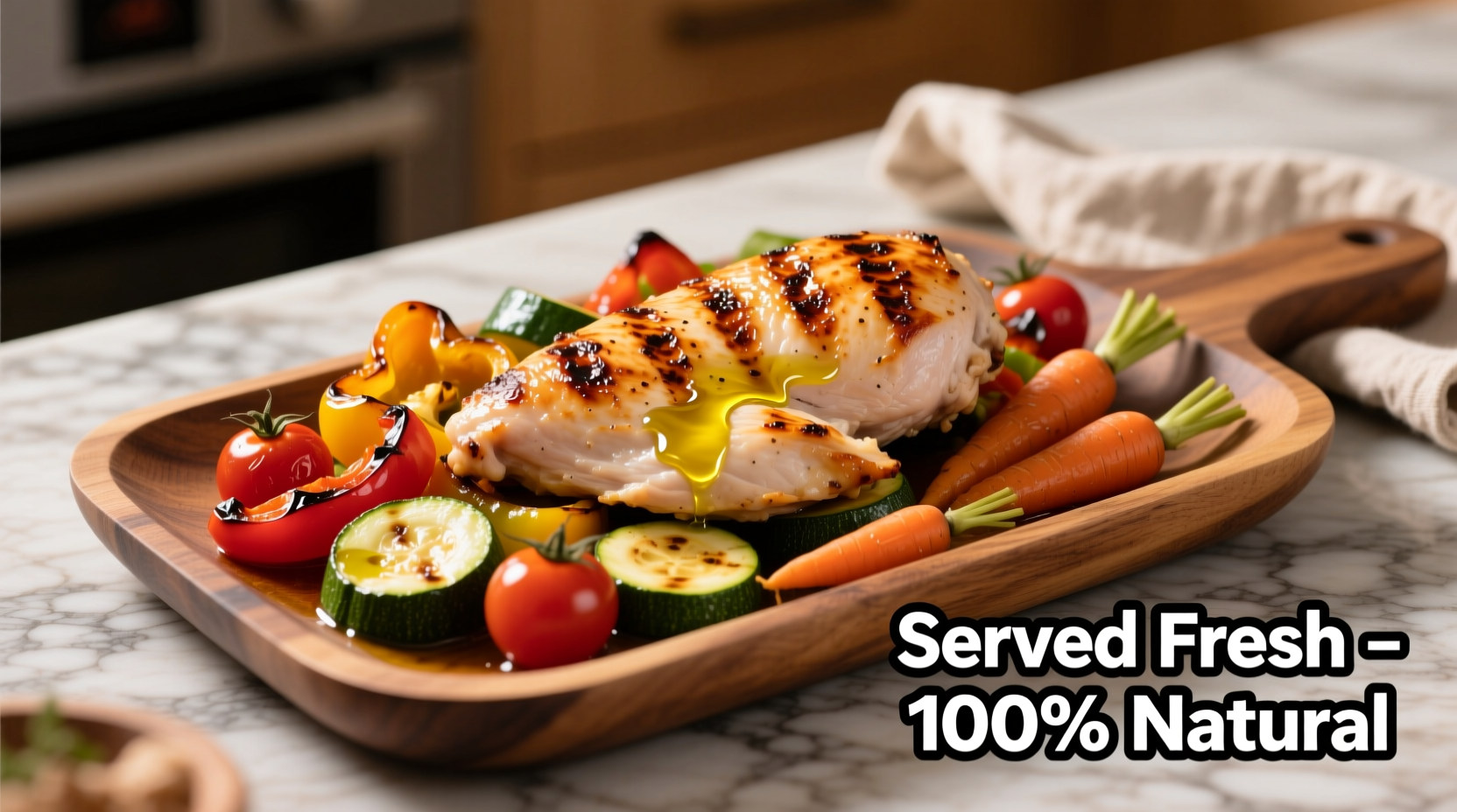 Grilled chicken breast with vegetable side