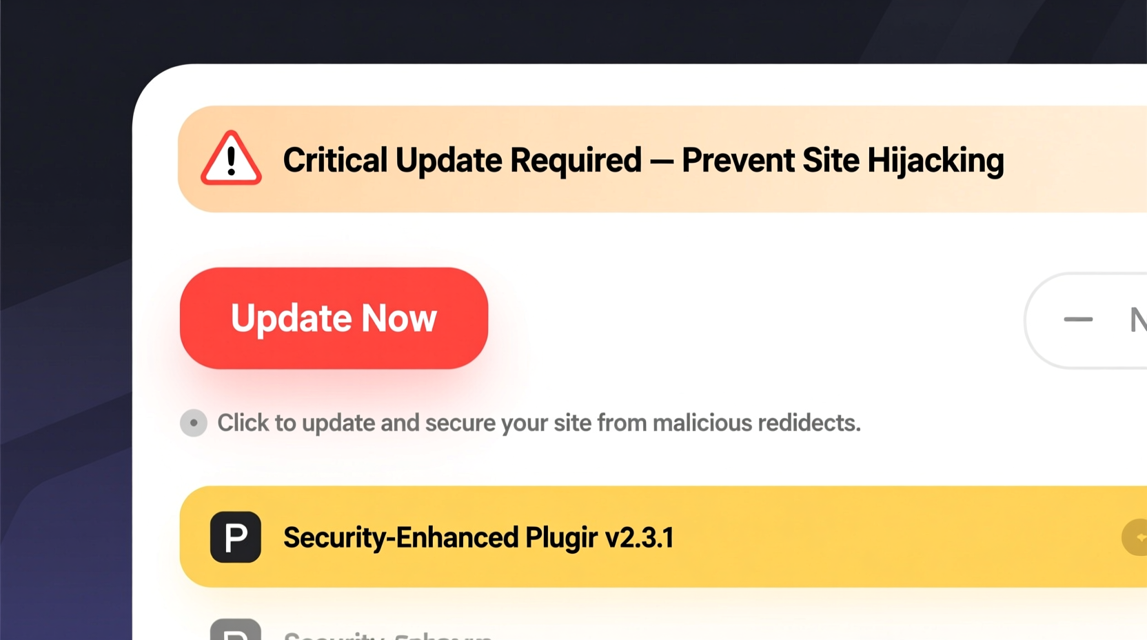 update this wordpress plugin to prevent a site hijackin