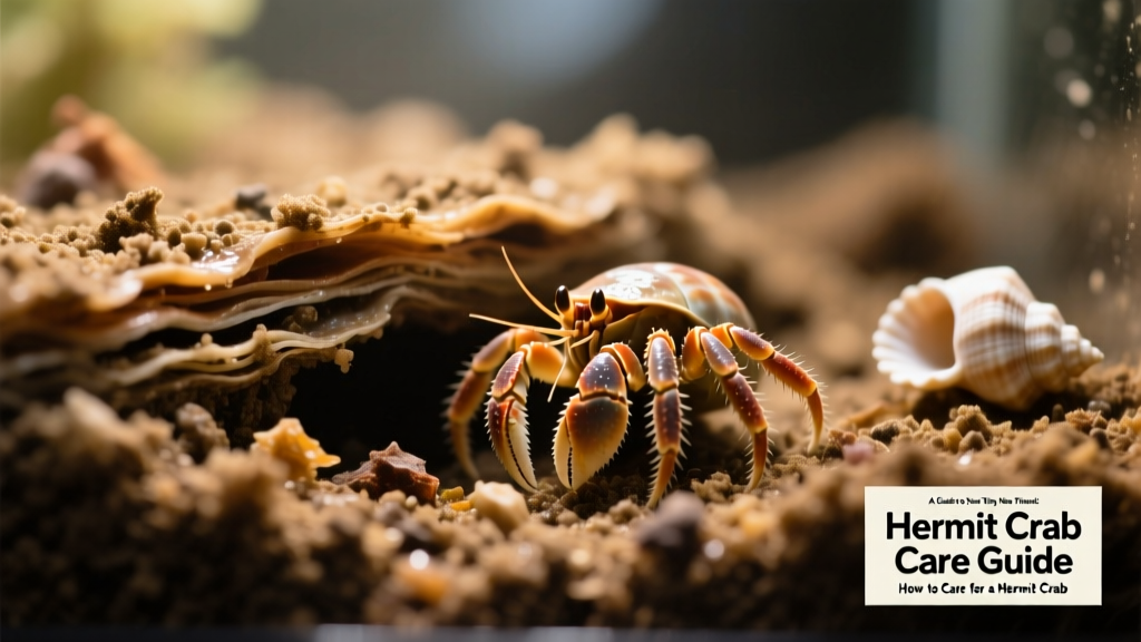 Close-up of moist, layered substrate in a hermit crab tank showing texture and depth suitable for burrowing